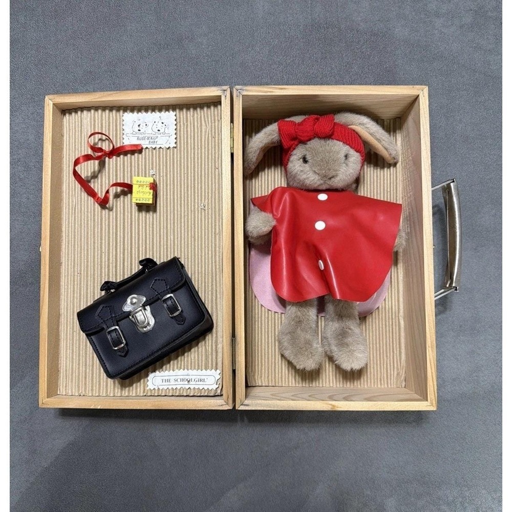 Vintage Rose-Marie Baby 'The School Girl' Jointed Bunny in Wooden Box France